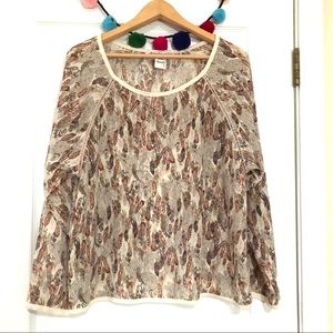 American Rag Feather Print Long Sleeve Light Weight Top